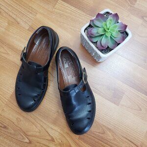 Ecco Shaker Black leather Comfort Mary Jane Buckle Shoes Sz 36